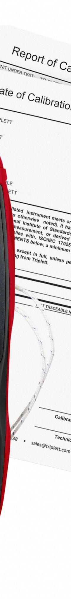 TRIPLETT Thermometer: -418°F (Type K) to 2,501°F (Type K), 2 Channels, USB (MPN TMP72-NIST). Key specifications — Testing Functions: Differential Temperature; Accuracy: ±1% of Reading + 1.8 °F/1 °C (Type J, K, T); Brand: TRIPLETT.