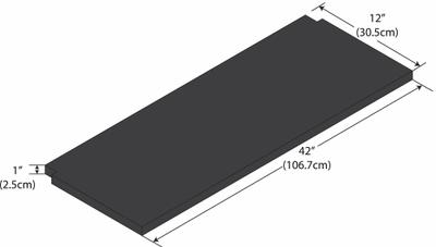 INSTOCK Notched Shelf: 42 in Overall Lg, 12 in Overall Wd, 1 in Overall Ht, Phenolic - Lab Shelves & Components