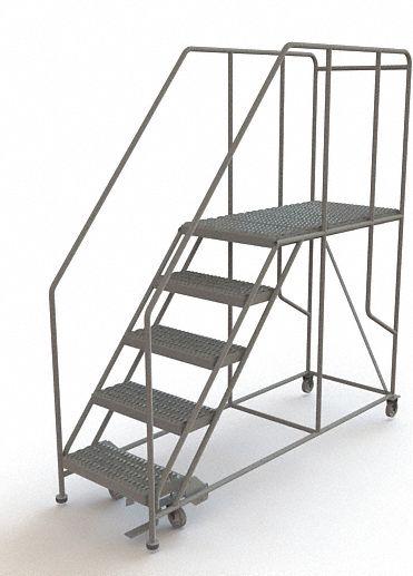 TRI-ARC Mobile Work Platform: 4.2 ft Platform Ht - Max, 24 in x 47 in, Steel - Manual-Lock Rolling Single-Access Platforms