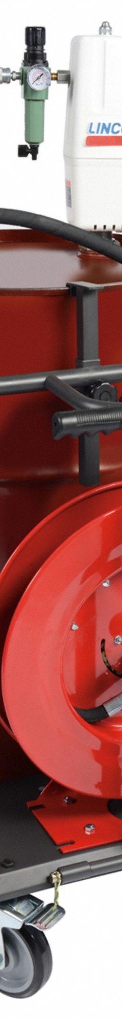 LINCOLN Air Drum Pump: 50:1, 55 gal Container Size Included, Hose Reel (MPN 279091). Key specifications — Brand: LINCOLN.