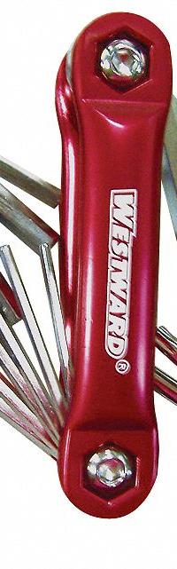 WESTWARD Hex Key Set: 1 - 5 Pieces, Folding, Metric and SAE, Std End, Short, 1 Pieces, Chrome (MPN 5YUU6). Key specifications — attr1205553: Not Tether Capable; attr1205554: WESTWARD; attr1205568: Chrome; attr1293176: 1 - 5 Pieces.