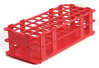 Tube Rack: 4 1/8 in Overall Wd, 2 1/2 in Overall Ht, 9 3/4 in Overall Lg, Polypropylene, Red (MPN F18746-0002). Key specifications — Material: Polypropylene; Mounting Location: Benchtop; Color: Red; Product Type: Test Tube Rack; Total Holding Capacity: (40) Places; Brand: SP SCIENCEWARE.