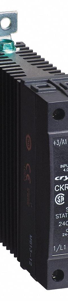 CRYDOM Solid State Relay: DIN-Rail Mounted, 20 A Max Output Current, SCR, AC Output (MPN CKRD2420). Key specifications — Brand: CRYDOM; Current Type: DC; Electrical Connection: Box Clamp; Finger Safe: Yes; Input Current: 8 to 12 mA; Maximum Output Current without Heat Sink: 20 A; Mounting Style: DIN Rail; Output Voltage: 24 to 280V AC.