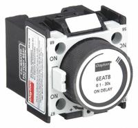 DAYTON IEC Timer Module: Off Delay, 10 sec – 180 sec, 1NO/1NC (MPN 6EAU2). Key specifications — Mounting: Front; Brand: DAYTON.