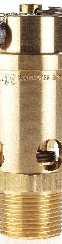 CONRADER Safety Valve: Soft Seat, 1 in (M)NPT Inlet (In.), 225 psi Preset Setting (PSI), Brass (MPN SRV765-1-225). Key specifications — attr291993: Soft Seat; attr291998: Brass; attr292007: Silicone; attr292009: Brass; attr294753: CONRADER.