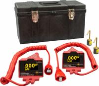 HDE Phasing Meter and Voltmeter Set: 5 V to 43 kV, 5 V, IP64, Digital Display, Digital (MPN DDPM-40). Key specifications — IP Rating: IP64; Brand: HDE; Includes: (2) 025-0LPS-5 Overhead Brass Hook Probes.