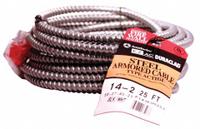 SOUTHWIRE Metal Clad Cable: 14 AWG, 2 Conductors, Copper, 25 ft, Galvanized Steel, Std, THHN (MPN 55278321). Key specifications — Brand: SOUTHWIRE.