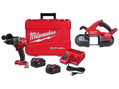 MILWAUKEE Drill Driver and Band Saw Kit: 2 Tools, Drill/Portable Band Saw, 18 V DC Volt - Milwaukee 18V Cordless Tool Combination Kits