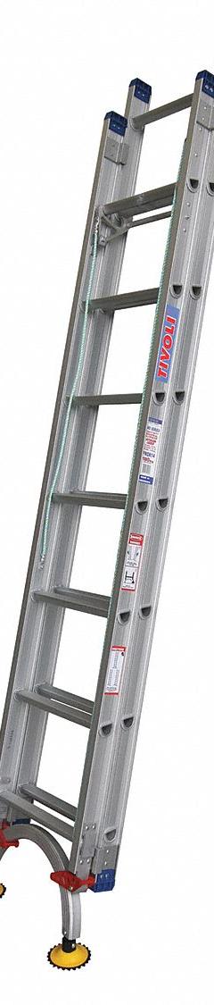 TIVOLI Extension Ladder: 16 ft Ladder Size, Aluminum, 300 lb Load Capacity, 30 lb Wt, 2 Sections (MPN PROX16). Key specifications — Color: Silver; Brand: TIVOLI; Included Features: Leg Levelers; Removable Fly: Fixed.
