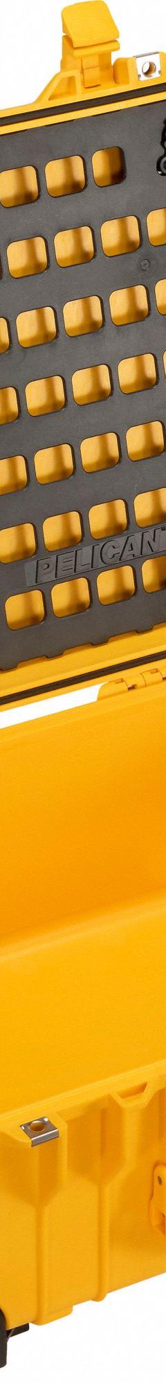 PELICAN Lid Panel: 13 in x 18 in, 56 Openings, Twist Cam Locks, Plastic, Black (MPN 015600-5200-110). Key specifications — Compatible Manufacturer Model Number: 1560; Attachment Type: Twist Cam Locks; Material: Plastic; Color: Black; Brand: PELICAN.