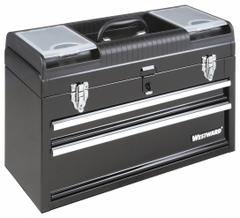 WESTWARD Tool Box: 20 1/2 in W 8 in D 13 3/4 in H, Steel, Black, Padlock, 1 Compartments (MPN 44ZJ87). Key specifications — attr1116905: Black; attr1116946: WESTWARD; attr1116904: Padlock.