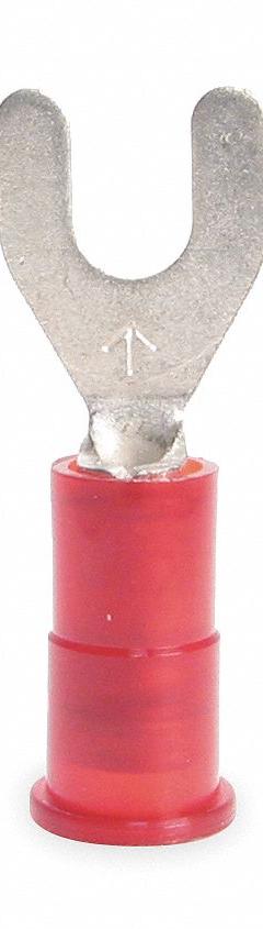 3M Fork Terminals: Red, Nylon, #6 Stud Size, 22 AWG – 18 AWG Wire Range, Std Fork, 600 V (MPN MNG18-6FX). Key specifications — Manufacturer Part Number: MNG18-6FX; Brand: 3M.