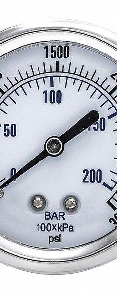 PIC GAUGES Industrial Pressure Gauge: 0 psi to 3,000 psi, 2 1/2 in Dial, 1/4 in NPT Male, 103D, 103D (MPN 103D-254P). Key specifications — Accuracy: ±3-2-3%; Brand: PIC GAUGES; Vibration Resistance Properties: None; Gauge Wetted Parts: Brass / Copper.