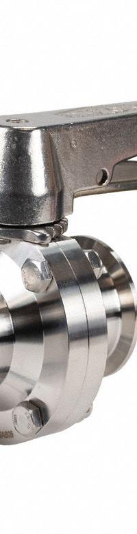DIXON Butterfly Valve: 1 1/2 in Pipe Size, Clamp, 140 psi Max. Pressure (CWP), 316L Stainless Steel (MPN B5107S150CC-C). Key specifications — Average Surface Roughness (Ra): ≤ 32 micron; Brand: DIXON; Stop Positions: 13; Handle Type: Lever; Body Material: 316L SS; Disc Material: 316L SS.
