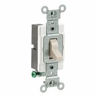 LEVITON Toggle Single-Pole, 15 Amp: Toggle Switch, Single Pole, Maintained, Light Almond, 15 A (MPN CS115-2T). Key specifications — Illuminated: No; Voltage Rating: 120/277V AC.
