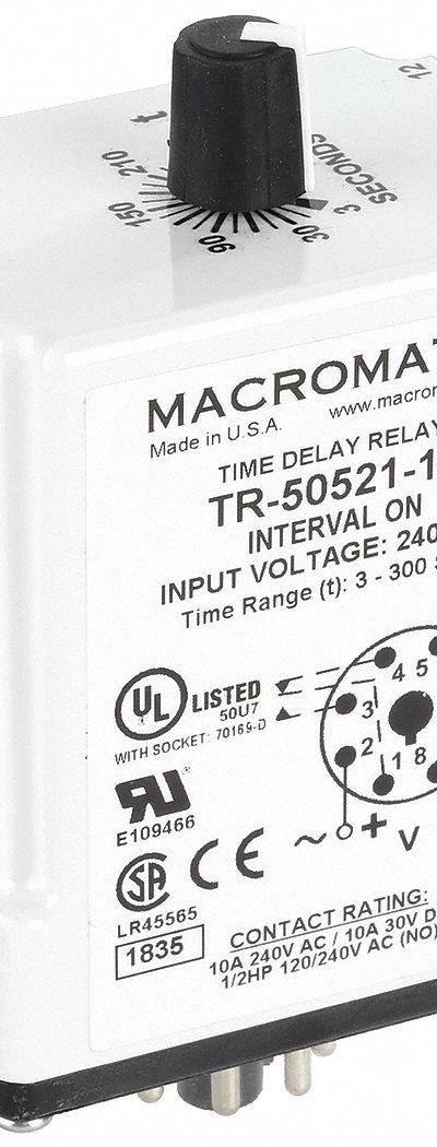 MACROMATIC Single Function Time Delay Relay: Socket Mounted - Socket-Mounted Relays