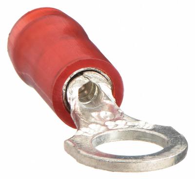 STA-KON Ring Terminal: Red, Nylon Insulation, 1/2 in Stud Size, 22 AWG to 16 AWG Wire Sizes - Insulated Ring Terminals