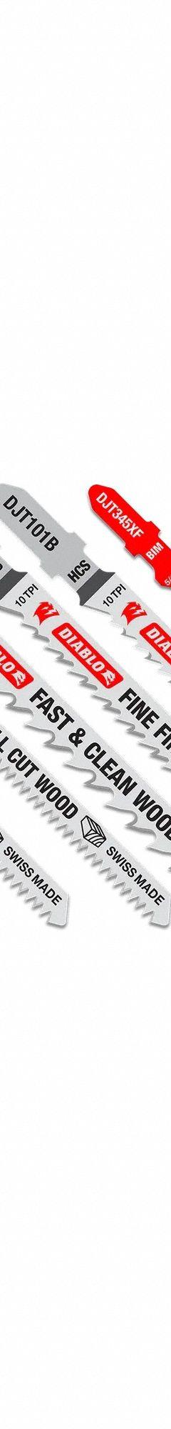 DIABLO Jigsaw Blade: T Shank, For Metal/Wood Workpiece Material, 10 Pieces, 10/12/20/21/5/10/6 (MPN DJT10S). Key specifications — attr1132213: (1) DJT101BR 4" 10TPI High Carbon Steel Blade for Wood; attr1132208: DIABLO.