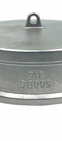 Dust Cap: 6 in Coupling Size, 75 psi Max. Working Pressure @ 70 F, 3 17/32 in Overall Lg, Nitrile (MPN PLE169). Key specifications — Gasket Material: Nitrile; Includes Locking Arm: Yes; Body Material: 316 Stainless Steel; Brand: APPROVED VENDOR.