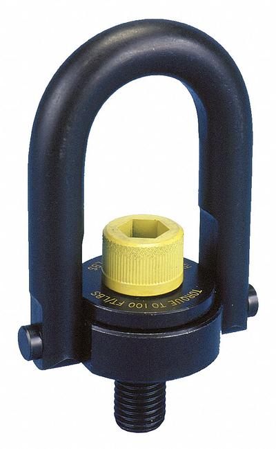 TE-CO Hoist Ring: Pivot/Swivel, Black Oxide-Coated Steel, 1"-8, Max. 10,000 lb - Pivot & Rotate Hoist Rings