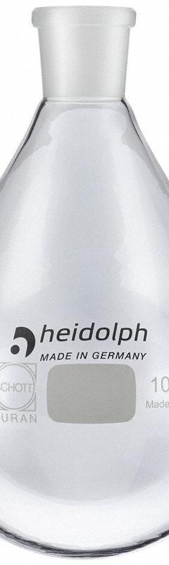 HEIDOLPH Rotary Evaporator Glassware: 1,000 mL, Colorless, Round, 24/40 Compatible with Stopper Size (MPN 036301160). Key specifications — Shape: Round; Body Color: Colorless; Brand: HEIDOLPH; Compatible with Stopper Size: 24/40.