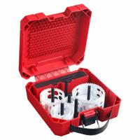MILWAUKEE Hole Saw Kit: 9 Pieces, 1 5/8 in Max. Cutting Dp, Carbide Tipped, 3 Teeth per Inch (MPN 49-22-3077). Key specifications — attr1098178: 3; attr1098172: MILWAUKEE.