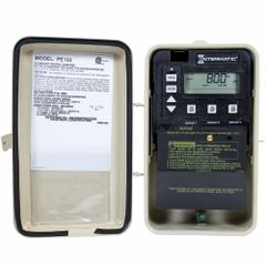 INTERMATIC Electronic Timer: 24 hr, Not Astronomic, 120/240V AC, SPST, Digital (MPN PE153). Key specifications — Body Material: Metal; Indoor/Outdoor Usage: Outdoor; Astronomic Functionality: Not Astronomic; Mounting Style: Surface; Brand: INTERMATIC.