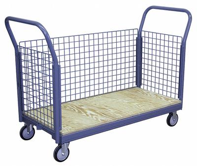 JAMCO Platform Truck: 1,200 lb, 48 in L x 24 in W x 10 in H Deck - Load-Securing Wooden-Deck Platform Trucks with Side Panels