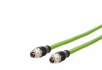METZ CONNECT M12 Cable: Cat7, M12 Plug Male Straight x M12 plug Male Straight, 1 m Lg, PUR, Green, X (MPN 142M2X11010). Key specifications — Brand: METZ CONNECT; Cable Jacket Color: Green; End 1 Coding: X; End 2 Coding: X; IP Rating: IP6X; Performance Category: Cat7.