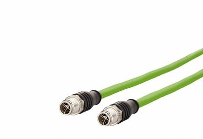 METZ CONNECT Cable: Cat7, M12 Plug Male Straight x M12 plug Male Straight, 1 m Lg, PUR - M12 Connector to M12 Connector Cordsets