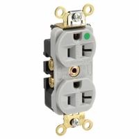 HUBBELL Receptacle: Hospital Grade Fed. Spec., Duplex, 5-20R, Gray, 125V AC, 20 A, 2 Pole / 3 Wire (MPN HBL8300ILGY)
