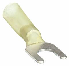 GRAINGER Fork Terminals: Yellow, Heat Shrink, 1/4 in Stud Size, 12 AWG – 10 AWG Wire Range, Std Fork (MPN 5WHJ4). Key specifications — Manufacturer Part Number: 5WHJ4; Brand: GRAINGER.