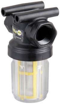 BANJO Inline Strainer: Polypropylene, 3/4 in, NPT, Mesh, 0.007 in Screen Size, 4 1/4 in Ht, 3 in Lg (MPN LSTM075-80C). Key specifications — Screen Material: 316 Stainless Steel; Bowl Color: Clear; Material: Polypropylene; Brand: BANJO; Seal Material: EPDM; Color: Yellow.