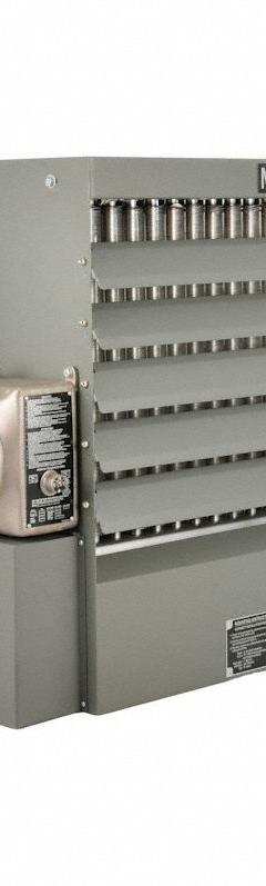 TPI INDUSTRIAL Electric Unit Heater: 38.6 kW Watt Output, Gray, 480V AC, 3-Phase, 5,800 cfm Air Flow (MPN HLA28-480360-38.6-24TD). Key specifications — Voltage, Phase: 480V AC, 3-Phase; Brand: TPI INDUSTRIAL; Housing Color: Gray.
