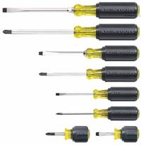 KLEIN TOOLS General Purpose Screwdriver Set: 1-10 Pieces, 8 Pieces, Phillips/Slotted Tip (MPN 85078). Key specifications — attr1205274: KLEIN TOOLS; attr1205269: 1/4 in.