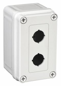 HOFFMAN Push Button Enclosure: 22mm, 2 Holes, Non-Metallic, NEMA 4X (MPN VM533-PBM2). Key specifications — Brand: HOFFMAN; Environments & Applications: Washdown-Corrosion-Resistant.