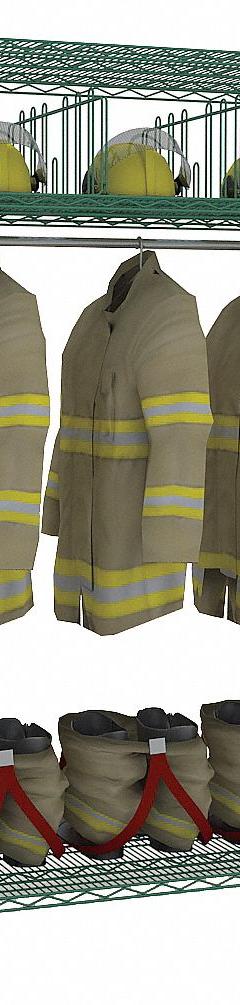 METRO Turnout Gear Storage Rack: Free Standing, 1 Sides, 5 Compartments, Steel, Green, 72 in Lg (MPN TFSTATOGR). Key specifications — Material: Steel; Brand: METRO; Color: Green.
