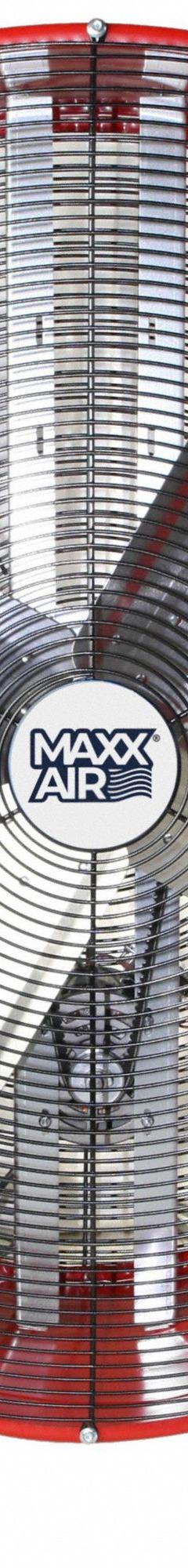 MAXX AIR Cooling Fan: 42 in Blade Dia, 120V AC, Mobile, 3/4 hp, Belt Drive, Steel (MPN BF42BD RED). Key specifications — Mobility: Mobile; Voltage: 120V AC; Brand: MAXX AIR.