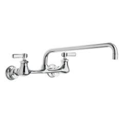 CHICAGO FAUCETS Low Arc Kitchen Faucet: 540, Cast Brass, Widespread, Wall, 2 Mounting Holes, Lever (MPN 540-LDL12E35ABCP). Key specifications — Series: 540; Brand: CHICAGO FAUCETS.