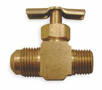 WEATHERHEAD Needle Valve: Inline Valve Body, Brass, 1/8 in Pipe Size, Flare x MIP, For Water Media (MPN 530). Key specifications — For Media: Water; Seal Material: Metal; Brand: WEATHERHEAD; Connection Gender - Side 2: Male; Connection Type - Side 1: Flare; Connection Type - Side 2: IPS; Connection Type: Flare x MIP.