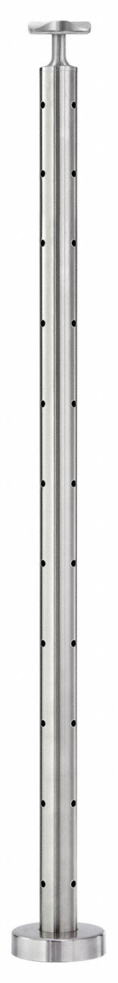 LAVI 316 Cable Rail Corner Post: 4 in x 4 in, Corner, Floor Mounted Rail Mounting, 1 Rail Levels (MPN 49-C424/42/F/B/L/SF). Key specifications — attr1047618: LAVI 316; attr1047619: Silver; attr1047628: Round; attr1047632: Stainless Steel; attr1047638: 1; attr1047646: Floor Mounted.