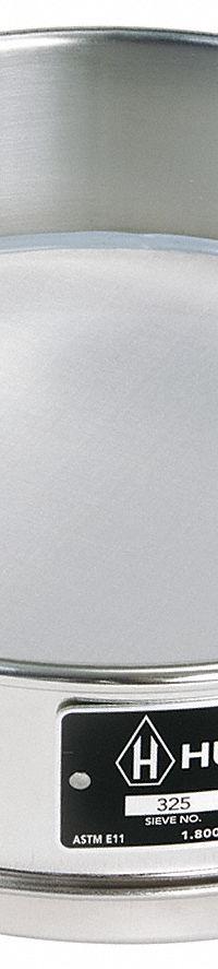 HUMBOLDT Standard Stainless Steel Cloth Test Sieve: Stainless Steel, 8 in Outside Dia, 1 in Ht (MPN 5FWT7). Key specifications — Screen Material: Stainless Steel; Brand: HUMBOLDT; Frame Material: Stainless Steel; Standards: AASHTO M92; US Standard Screen Size: #8.