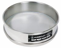 HUMBOLDT Standard Stainless Steel Cloth Test Sieve: Stainless Steel, 8 in Outside Dia, 1 in Ht (MPN 5FWT7). Key specifications — Screen Material: Stainless Steel; Brand: HUMBOLDT; Frame Material: Stainless Steel; Standards: AASHTO M92; US Standard Screen Size: #8.