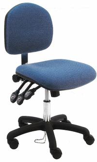 Ergonomic Chair: Fabric, Armless, Ht Range 17 in to 22 in, 19 in Seat Wd, 17 in Seat Dp, 5 Casters (MPN LNS-DF-TLC-WW-BLUE). Key specifications — Foot Support: No; Back Tilt Backward: 80°; Back Tilt Forward: 105°; Base Material: Nylon; Brand: BENCHPRO; Product Type: Ergonomic Chair; ESD-Safe: Not ESD Safe; Seat Tilt Backward: 10°.