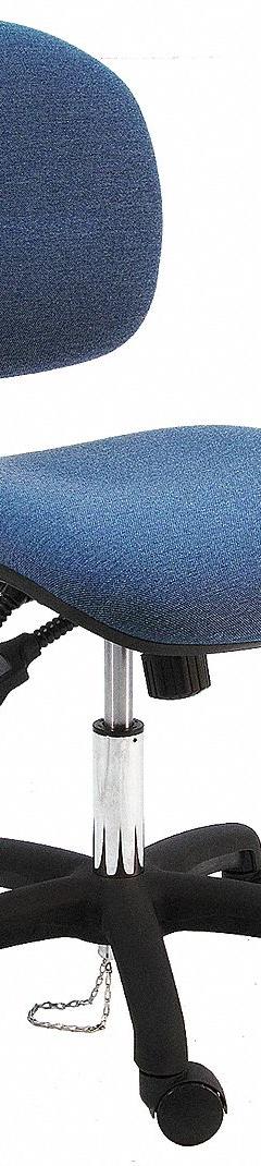 Ergonomic Chair: Fabric, Armless, Ht Range 17 in to 22 in, 19 in Seat Wd, 17 in Seat Dp, 5 Casters (MPN LNS-DF-TLC-WW-BLUE). Key specifications — Foot Support: No; Back Tilt Backward: 80°; Back Tilt Forward: 105°; Base Material: Nylon; Brand: BENCHPRO; Product Type: Ergonomic Chair; ESD-Safe: Not ESD Safe; Seat Tilt Backward: 10°.