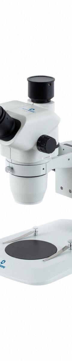 ACCU-SCOPE Microscope: Stereo, Trinocular, 0.67X to 4.5X, 22 mm Optical Field of View, Std, 100 mm (MPN 3076-PS). Key specifications — attr1026089: Standard; attr1026045: 11-13/32 in x 12-1/2 in; attr1026048: ACCU-SCOPE; attr1026055: Yes; attr1026068: 10X; attr1026078: 0.67X to 4.5X; attr1026095: 100 mm.