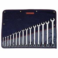 WRIGHT Wrench Set: Steel, Full Polish, 15 Tools, 15 Range of Head Sizes, 15° Head Offset Angle, Std (MPN 915). Key specifications — attr309520: Full Polish; attr309519: Steel; attr309509: 15; attr324929: WRIGHT; attr309512: Tool Roll; attr309522: No; attr309533: Yes.