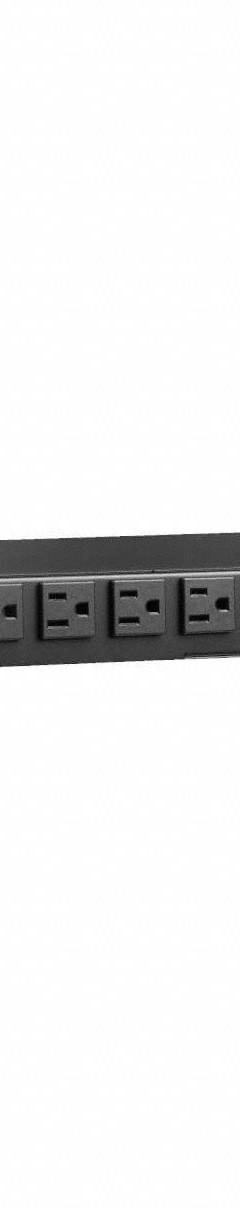 EATON TRIPP LITE PDU: Single-Phase, 127V AC, 8 Outlets, NEMA 5-15R, Metered, 1 RU, Front Facing (MPN PDUMH15ATS). Key specifications — Plug Type: NEMA 5-15P; Brand: EATON TRIPP LITE; Phase: Single-Phase; Maximum Input Voltage: 127V AC; Receptacle Type: NEMA 5-15R; Mounting Location: Wall; Facing: Front.