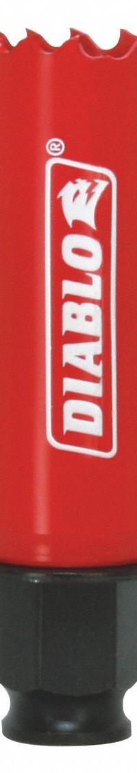 DIABLO Hole Saw: 15/16 in Saw Dia., 4 Teeth per Inch, 2 3/8 in Max. Cutting Dp, Bi-Metal (MPN DHS0938). Key specifications — attr1098070: 4; attr1098087: DIABLO; attr1098073: Snap-Lock Plus™.