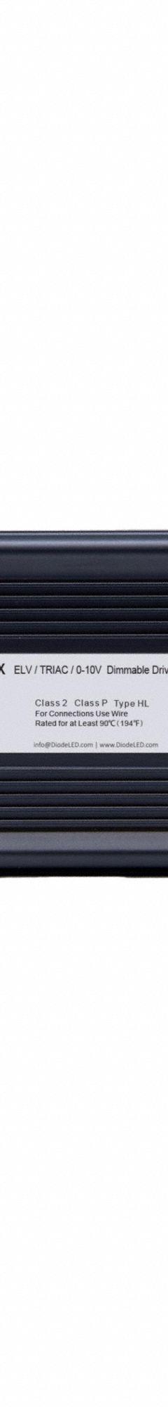 LED Dimmable Driver: 96 W Power Output, 120 to 277V AC, 24V DC, 8 11/16 in Lg, Wet Location Rated (MPN DI-ODX-24V96W-J). Key specifications — attr1264212: Junction Box; attr1264214: 120 to 277V AC; attr1264224: 24V DC; attr1264225: 96 W; attr1264175: DIODE LED.